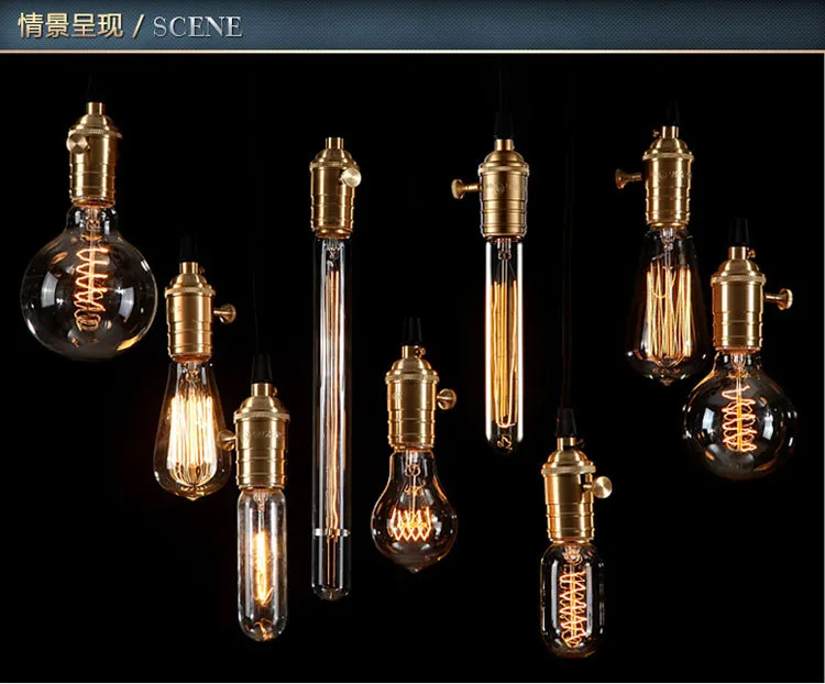 40w Antique Retro Vintage Edison Light Bulb E27 Incandescent Light Bulbs ST64 Filament Bulb Edison Lamp Fixtures Home Decoration.