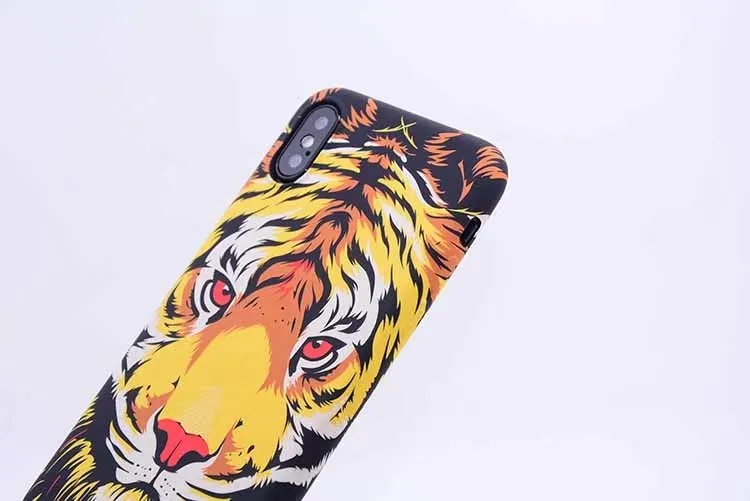 Nouvelle marque animaux Lion loup hibou motif coque arrière rigide pour iPhone X lueur dans le noir lumineux forêt roi Tpu Case1883999