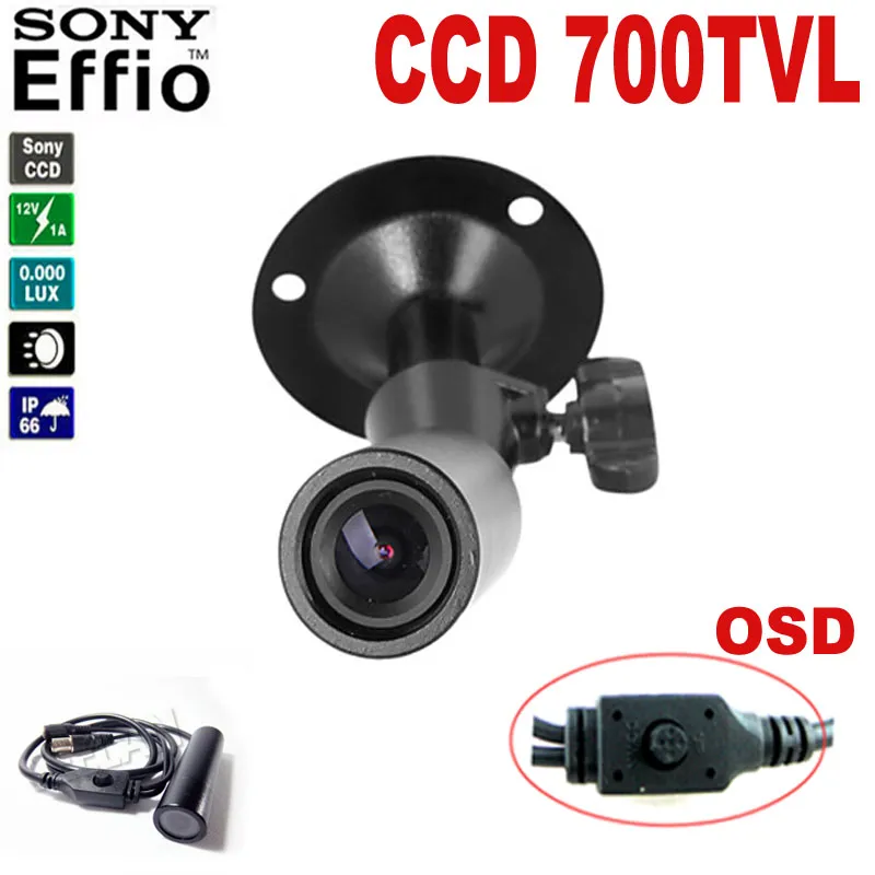 Mini Bullet Camera 700TVL Sony Effio CCD Kolor Szeroki Kąt CCD Mini CCTV Kamera Outdoor Wodoodporna kamera Kamera Kamera 960H 4140 + 810 811