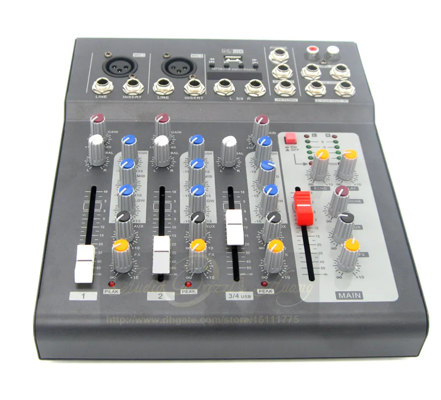 Efekt profesjonalny 2 Kanały Mono 4 Kanały Karaoke Mikrofon DJ Mikser Mikser Audio Mikser Console USB Digital Muzyka Efekty dźwiękowe