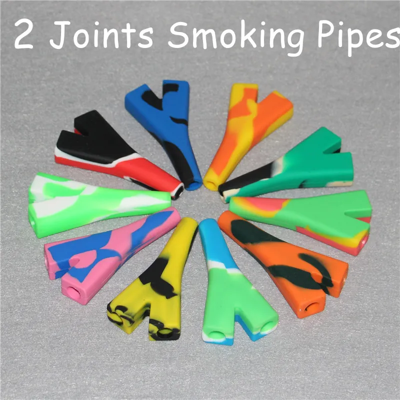 2 joints Smoking hand pipes Silicone Oil Barrel Rigs Mini Rig Dab Bongs Jar Water pipe Silicon Nectar