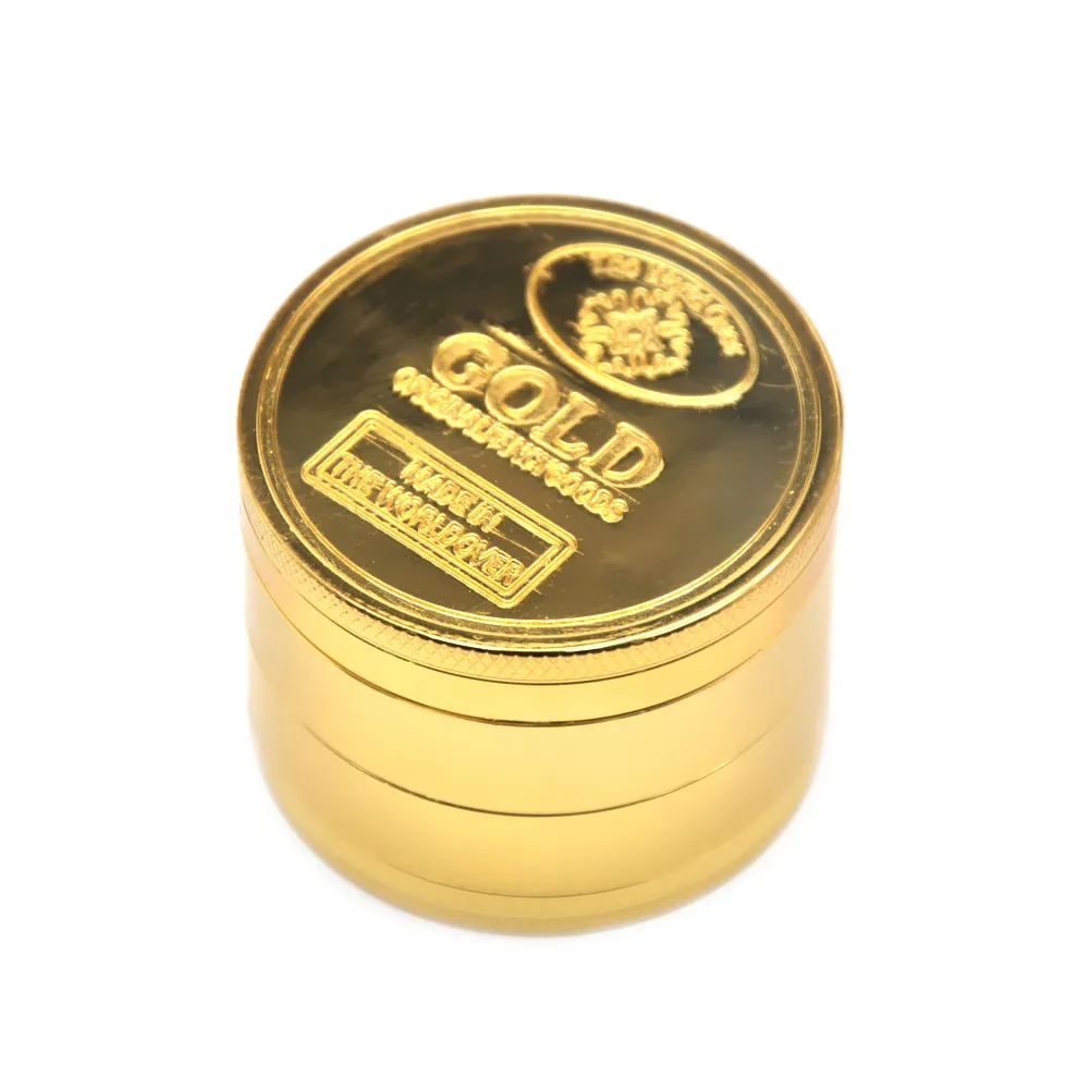 1 X High Quality with Pollen Catcher GOLD Zinc Alloy Metal Herb Grinder Cigarette Grinder Tobacco Spice Crusher