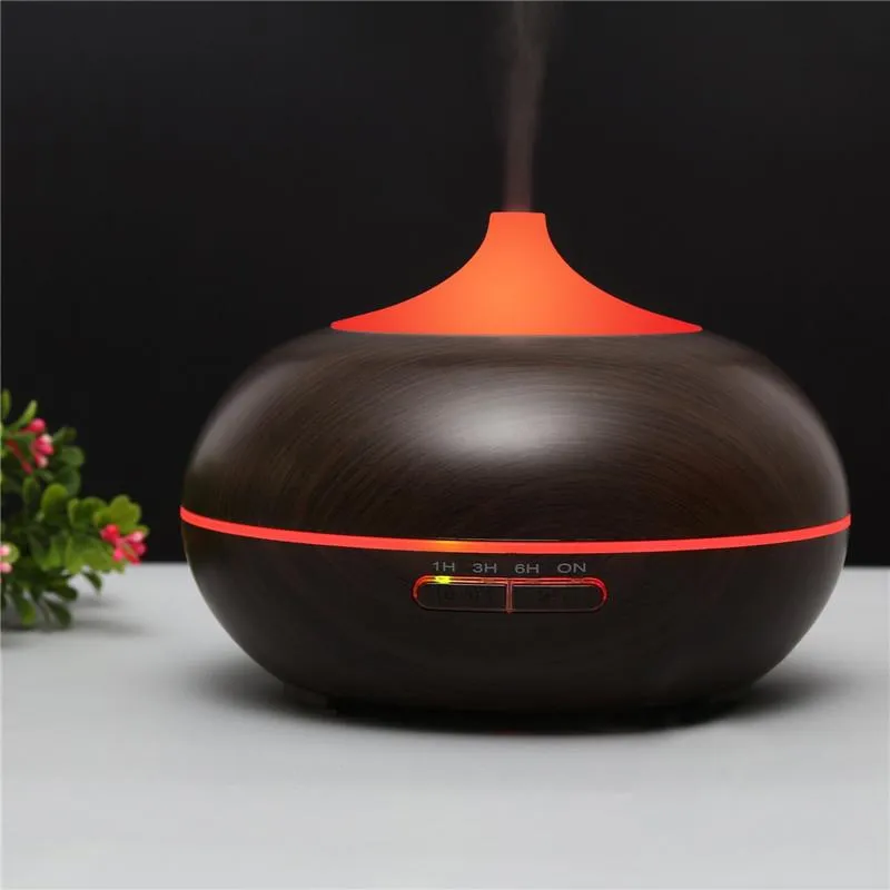 300ml Wood Grain LED Lights Essential Oil Ultrasonic Air Humidifier Electric Aroma Diffuser for Office Home Bedroom Living Room Yoga Spa