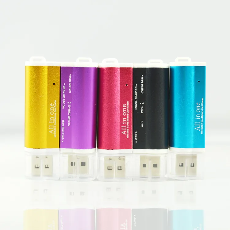 Lighter Shaped All In One USB 2.0 Multi Memory Card Reader for Micro SD/TF M2 MMC SDHC MS Free DHL/Fedex