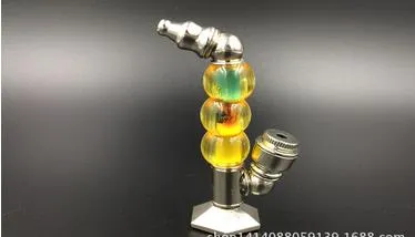 Idées de conception innovantes trois balles peuvent supporter une longue bouche de tuyau en métal, bong en verre en gros, accessoires de narguilé en verre, livraison aléatoire de couleur,