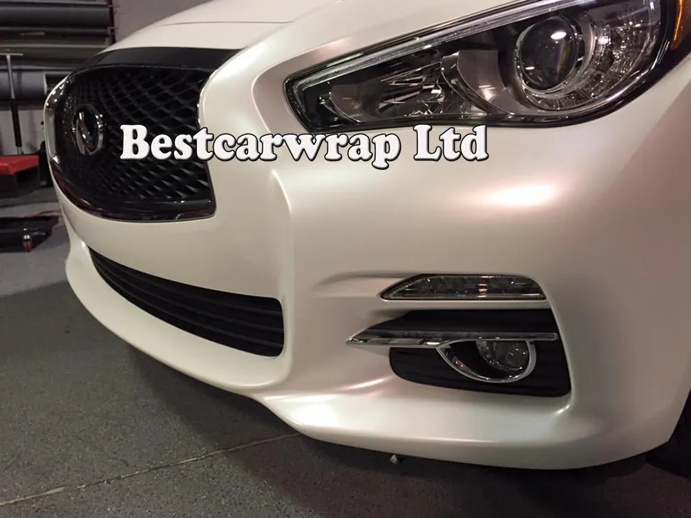 White pearl Satin Matte Vinyl Wrap Film Pearl Wrapping Car Wrap Film With Air Bubble Free Car Stickers Size 1.52x20m/Roll