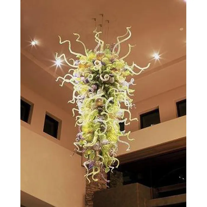 100% Hand Blown Glass Pendant Lamps for Hotel Lobby Decor Energy Saving Light Source Decorative Hanging Glass Modern Art Chandelier Lighting
