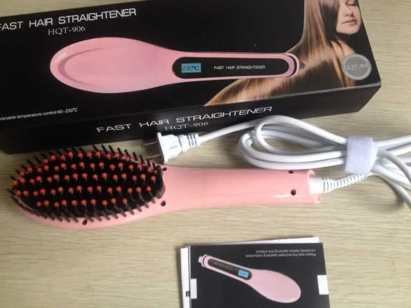 Spazzola capelli di alta qualità Auto veloce rosa piastra capelli pettini con display LCD pettine elettrico capelli lisci raddrizzamento2833605