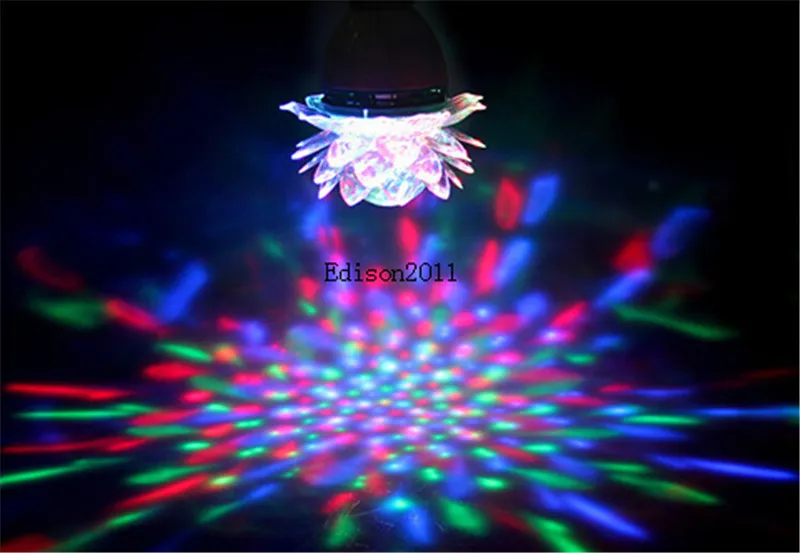 Hot Items Colorful Lotus Flower 3W E27 LED RGB Auto Rotating Bulb Stage Light Christmas Xmas Party Lamp bar lights high quality 