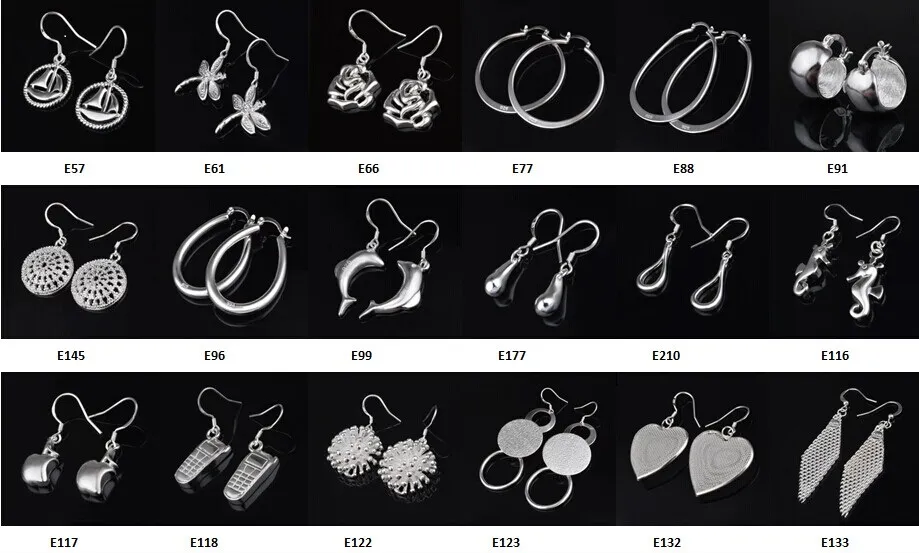 Mode sieradenfabrikant gemengde 's veel oorbellen 925 Sterling Silver Jewelry Factory Price Fashion Shine Harrings 1271