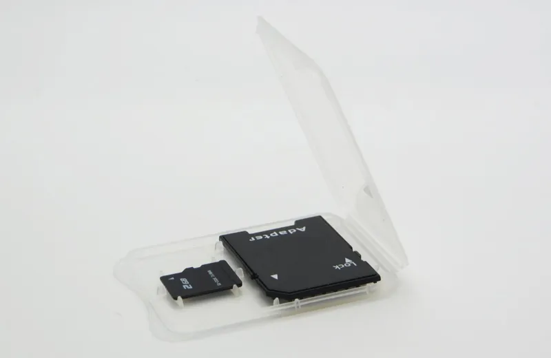 lot 2 in 1 Standard SD SDHC Memory Card Case Holder Micro SD TF Card Storage Transparent Plastic Box9913339