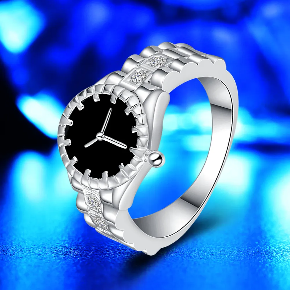 Gratis frakt smyckefabrik Vacker Charm 925 Silver Watch Ring Jewelry Lägsta pris Fashion 1816