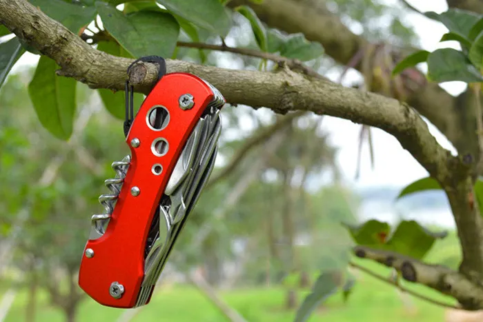 Cuchillos rojos de bolsillo / cuchillo plegable 91 mm multifuncional de acero inoxidable de supervivencia al aire libre plegable cuchillo de ejército envío gratis