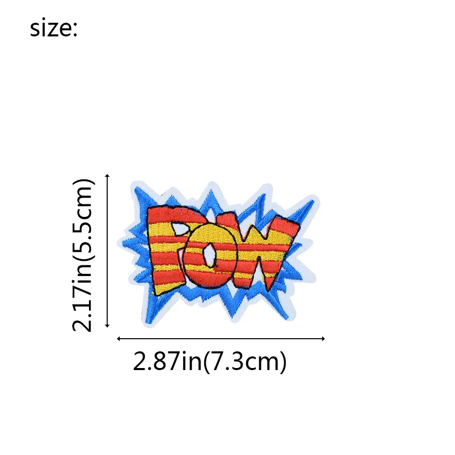 POW Patches for Clothing Bags DIY Iron on Transfer Applique Patch for Garment Jeans Sew on Embroidery Badge