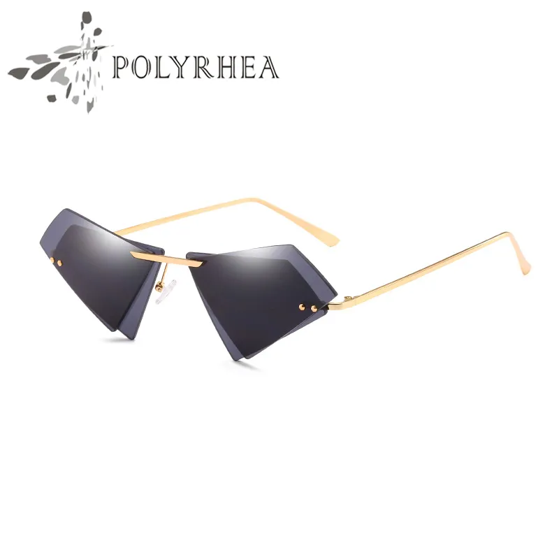 ファッションデザイナーサングラスの小さなユニークなLrgular Framelessの女性の男性のブランドの二重レンズの太陽ガラス箱とケース