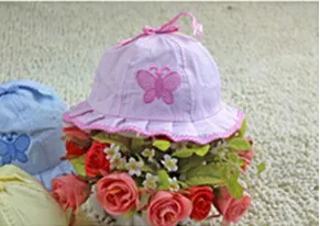 Детские хлопковые шляпы новорожденных летние кепки Toddle sunbonnet sunhat baby butterfly caps 50 шт./Лот