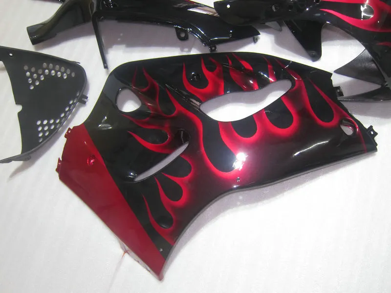 Suzuki GSXR600 GSXR750 1996 1997 1999 2000 GSX-R 600 750 96-00 Red Flames Black Bodywork Fairings GB24 세트