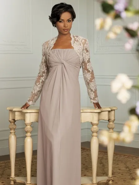 Abiti da sposo per la madre della sposa con giacca in pizzo 2 pezzi Abiti da sera lunghi in chiffon per signora madre Abiti da cerimonia nuziale formali robe de soiree