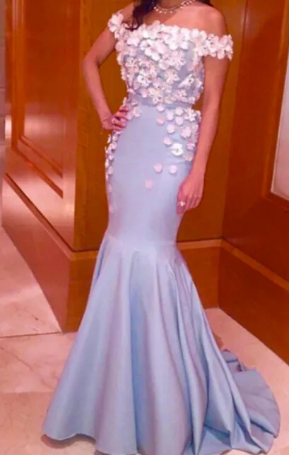 2016 Luxury Mermaid Prom Dressess Paillettes Off The Shoulder Maniche Prom Dresses Abiti da sera Applique Lunghezza del pavimento