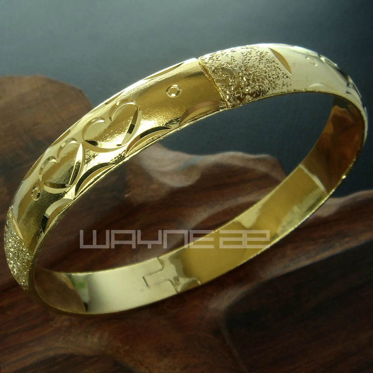 Bracciale aperto da sposa in oro giallo 23 carati GF con ghiera cinese G103
