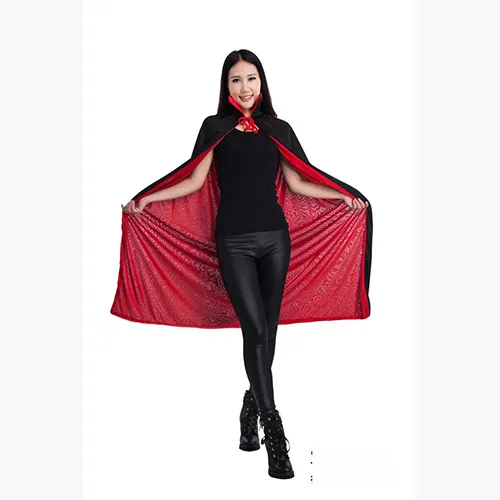 Ny Halloween vampyr svart röd cape unisex vuxen barn krage cloak party club karneval kostym