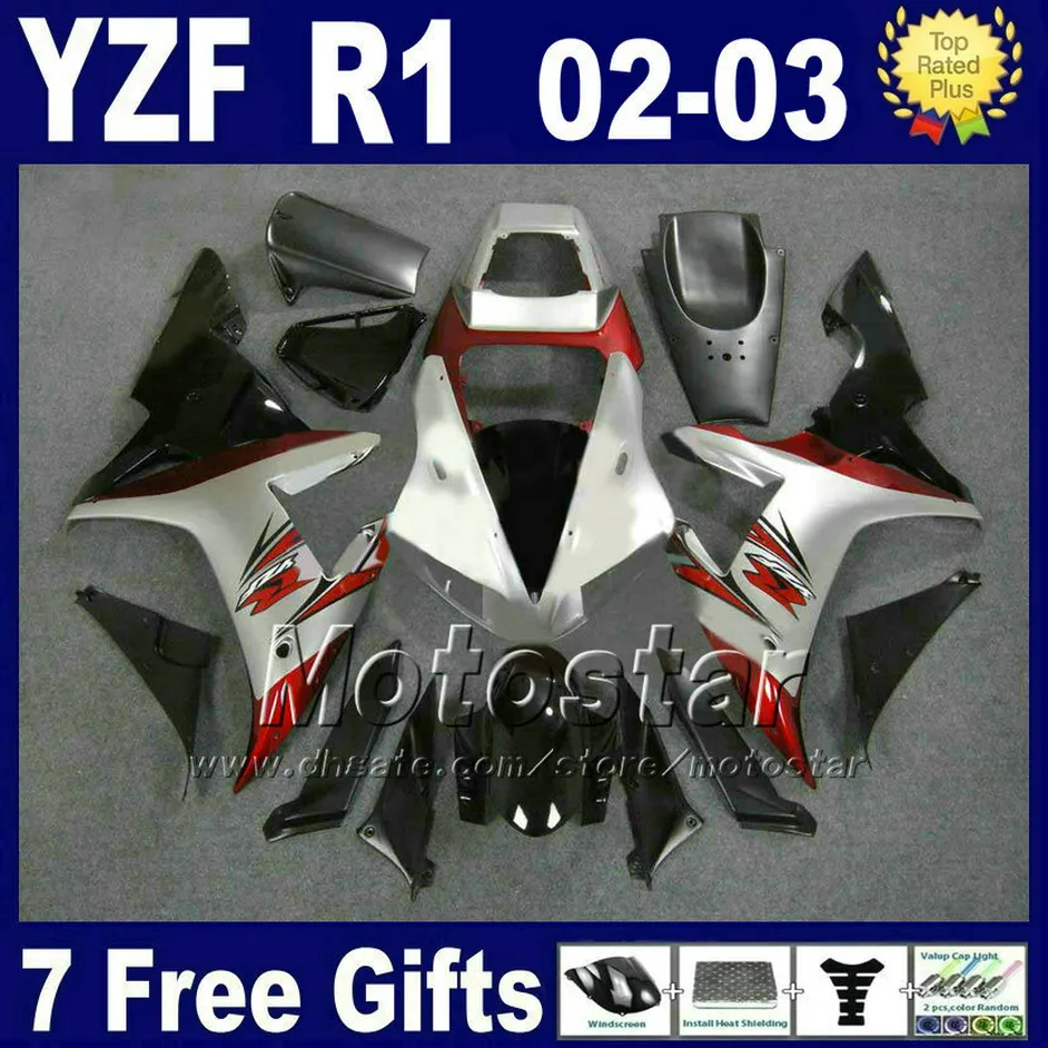 Red silver Body for YAMAHA 2002 2003 YZF R1 fairings set Injection molded kit 02 03 r1 fairing kits ABS bodywork 27RD