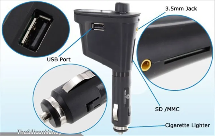 3 Färger Bilmonteringssats MP3-spelare Trådlös bil FM-sändare Radiosändare med USB SD MMC + Fjärrkontrollfri DHL