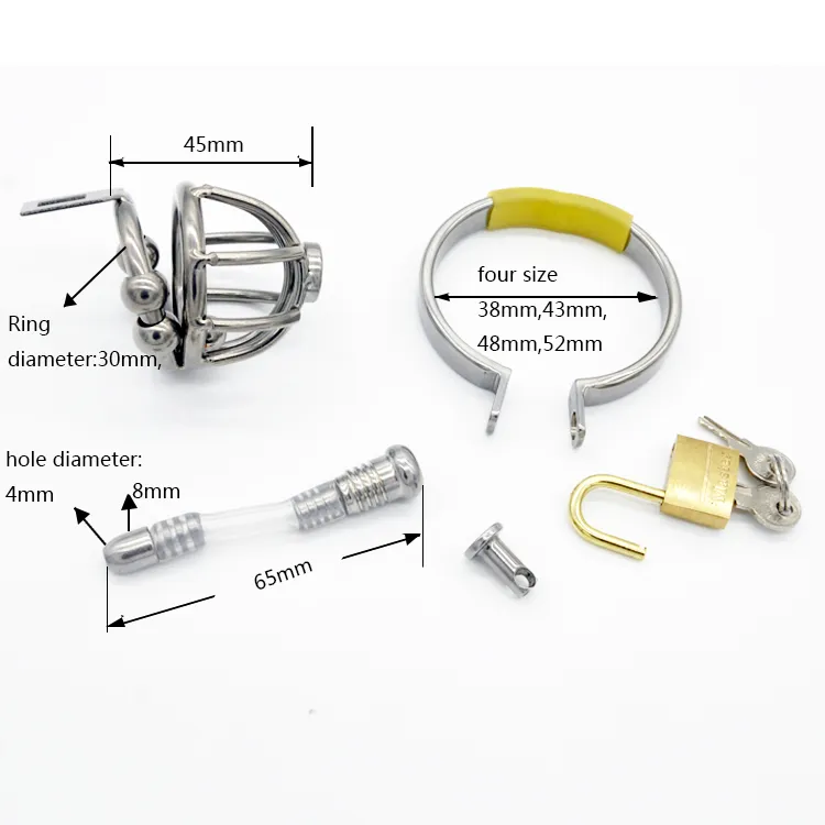 Mann Kurzkäfig aus kurzer Edelstahl mit Harnröhrenkatheter Men039s kleiner Metallverriegelungsgürtel Gerät Weiche Abflussrohr Doktor 7276321