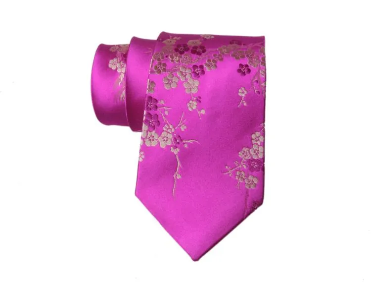 Senaste Cherry Blossoms Jacquard Slipsar High End Natural Mulberry Silk Äkta Silk Brocade Men Standard Mode Slipsar Affärsgåvor