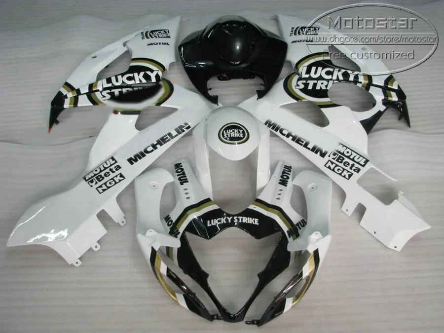 Kit carenatura prezzo più basso SUZUKI GSXR1000 2005 2006 nero bianco LUCKY STRIKE carrozzeria 05 06 GSX-R1000 K5 Kcarenature QF40