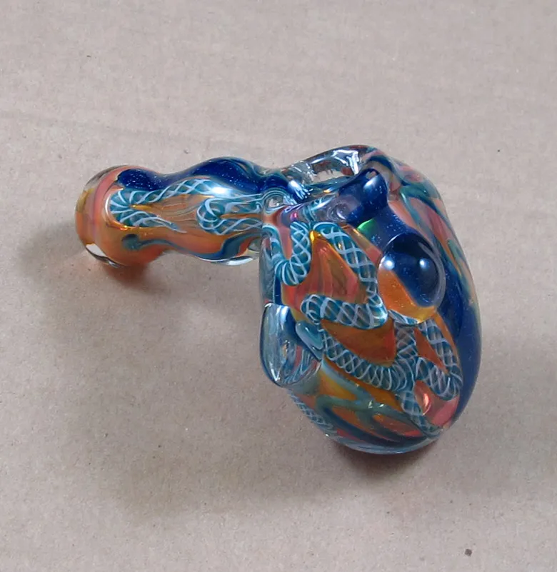 New Hand Blown Thick Glass Hammer Pipes Spoon Mixed Color Pipe Length