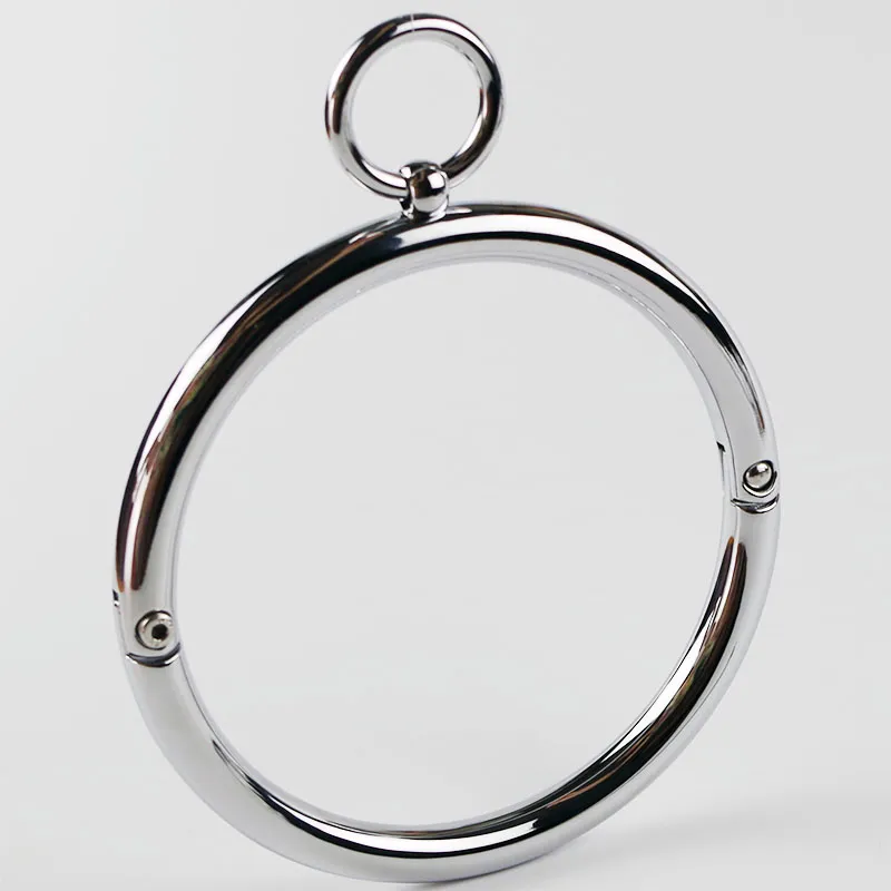 Ladies Slave Rolled Steel Collar with O-Ring Locking Adult bondage Restraint Collar Device add leash Rope Bondage Equipment