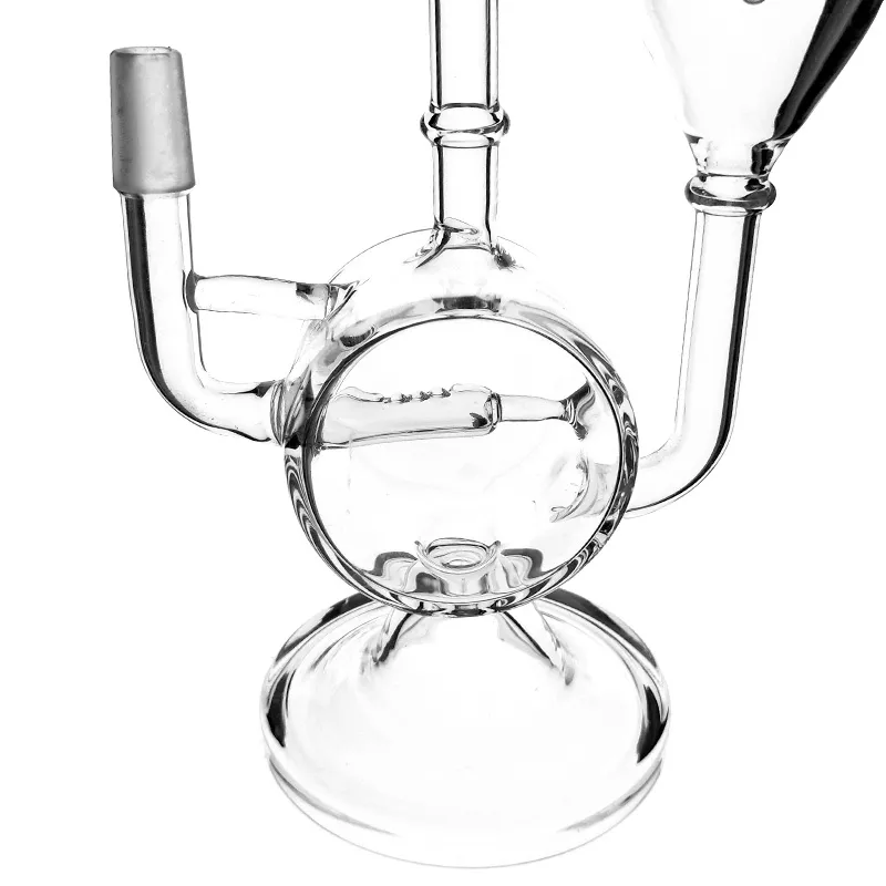 Glass Shisha New water pipe clear color glass bong double recycler water pipe Hookahs with glass bowl 