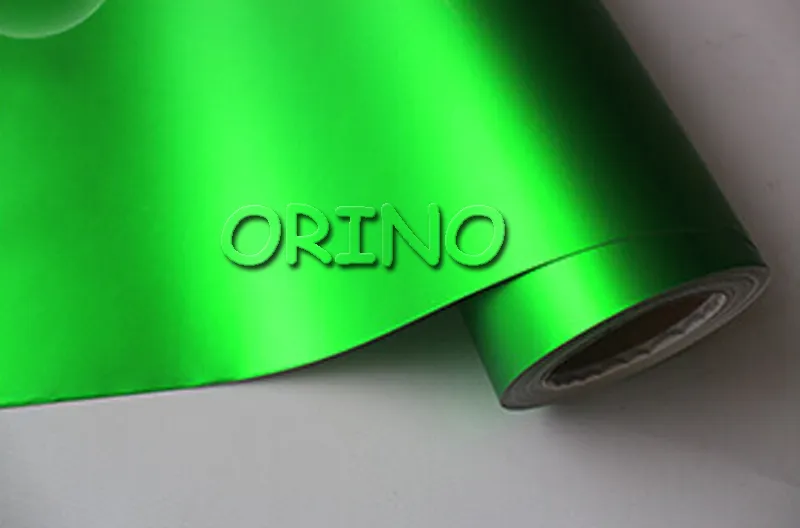 금속 크롬 사과 녹색 비닐 자동차 포장 공기 방출 매트 크롬 녹색 랩 포일 차량 스타일링 1.52x20m / 롤