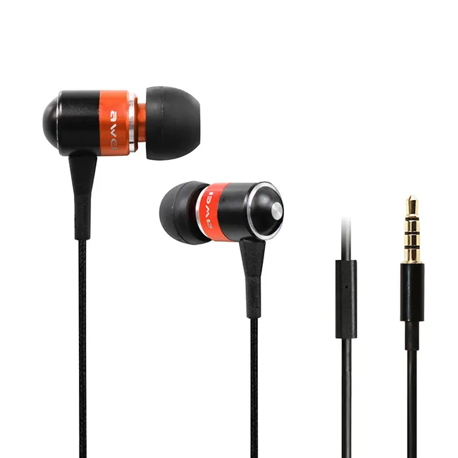 Awei Q3I ES-Q3I Süper Temizle Bas Metal Kulaklık Kulak Kulaklık Ile MIC Gürültü Izole Handfree iPhone Samsung Tüm Cep Telefonları MP3