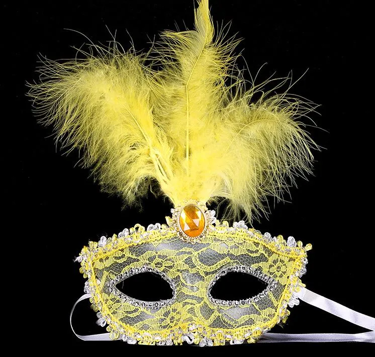 Women Lace Sexy mask Hallowmas Venetian eye mask masquerade Halloween masks with feather birthday Easter princess dance party mask