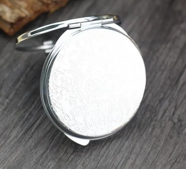 New Silver Pocket Thin Compact Mirror Blank Round Metal Makeup Mirror DIY Costmetic Mirror Wedding Gift SL1140