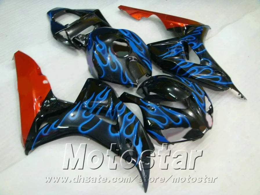 Injection molding motobike set for HONDA fairings CBR1000RR 2006 2007 blue flames in black freeship fairing kit CBR 1000 RR 06 07 AQ51