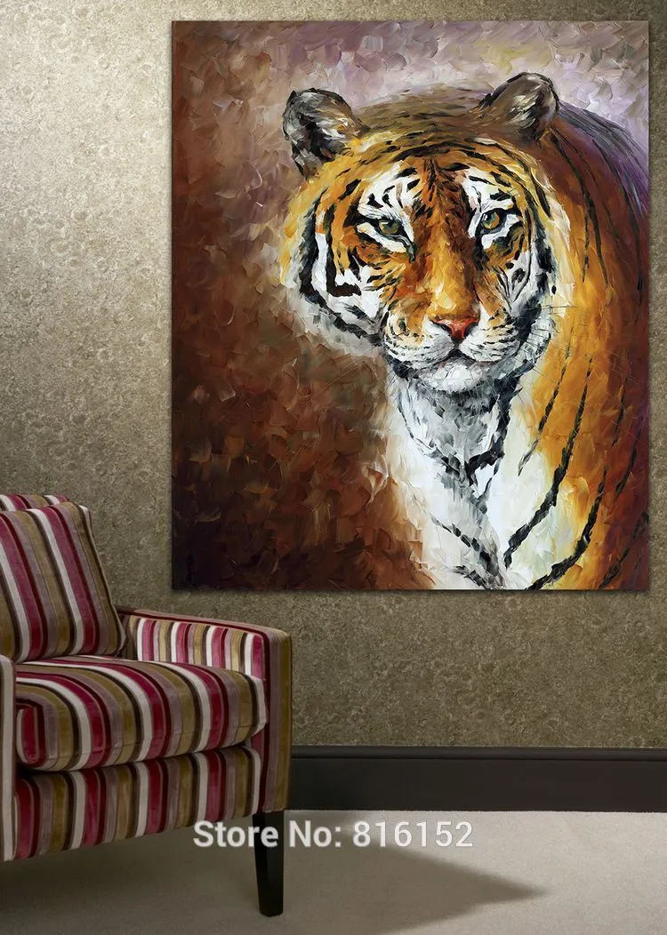 높은 품질 100 % 손으로 그린 ​​캔버스 페인팅 Fierce Tiger 컬러 팔레트 벽 그림 침실 벽 장식