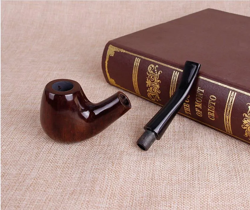 Classic Solid Wood Bent Pipe Wood Man Hammer Pipe