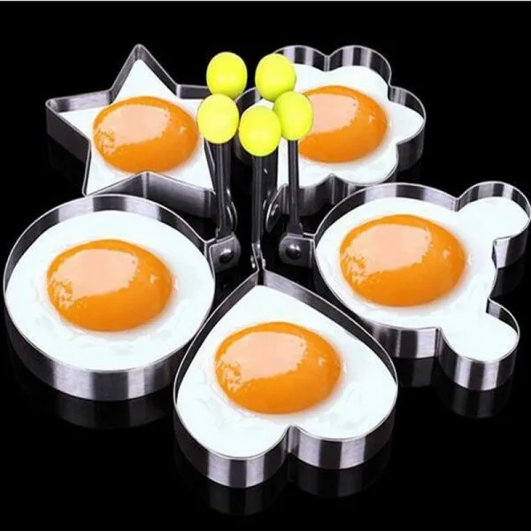 스테인레스 스틸 튀긴 계란 금형 6 모양 계란 팬케이크 링 금형 셰이퍼 주방 요리 도구 계란 셰이퍼 튀김