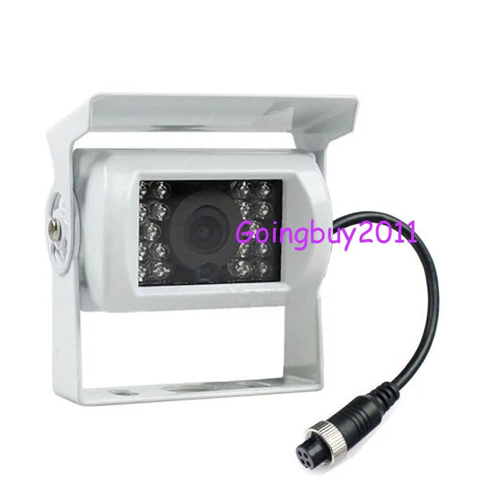 White 12V-24V 4Pin CCD 18 LED IR Reversing Camera + 7