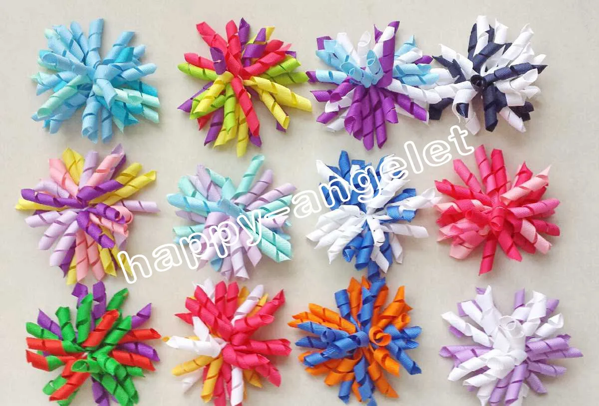 baby gair 35 quot Children039s korker curly Ribbon hair bows clips flowers corker barrettes hair bobbles hairbands ha8125415