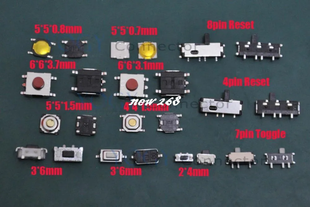 Mini Switch Component Micro Switch Assortment Kit - 12 Types Mini Push Button Reset & Toggle ...