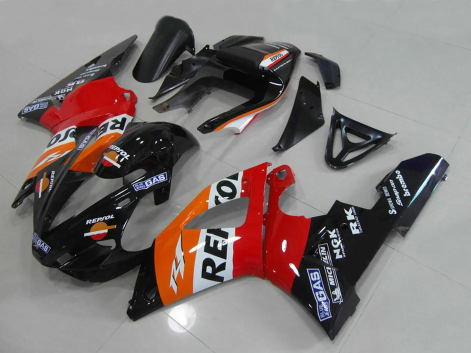 Free customize fairings set for YAMAHA 2000 2001 YZF R1 fairing kit YZF1000 00 01 red black REPSOL motobike RQ36 + 7 gifts