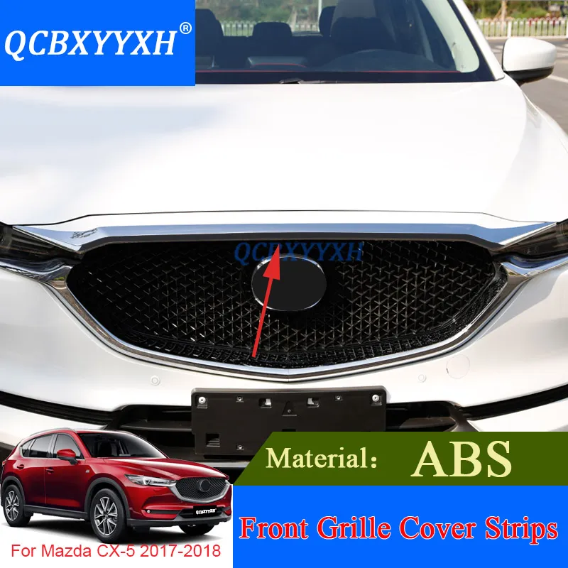 Qcbxyyxh bil Styling ABS Chrome Front Grille Hood Motor Cover Trim för Mazda CX-5 2017 2018 Externa Sequins Tillbehör
