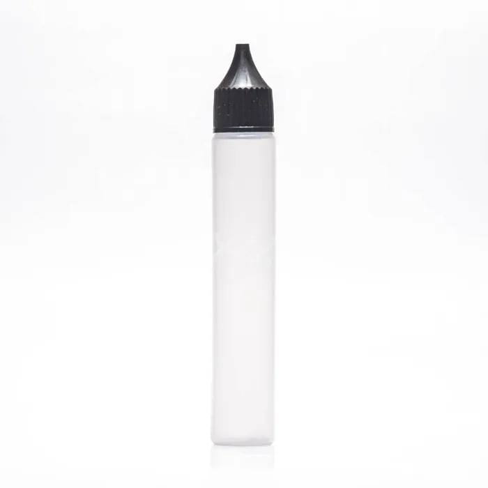 30mlの空のボトルスリムペンスタイルの電子液ヴェイプeジュースオイルのプラスチックPEのボトル長い薄いチップドロ​​ッパードロッパーボトル白い黒い帽子