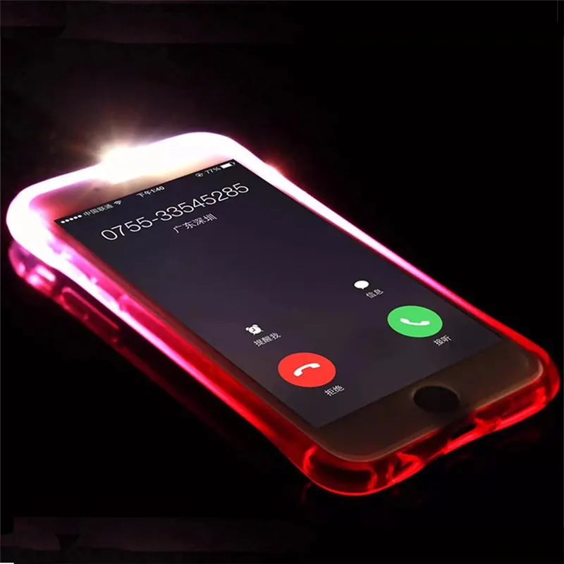 Custodia posteriore telefono Fundas TPU + PC LED Flash Light Up Case Promemoria Cover chiamate in arrivo iPhone X 8 7 SE 6 6S Plus Samsung S7 S6 Edge Note 5