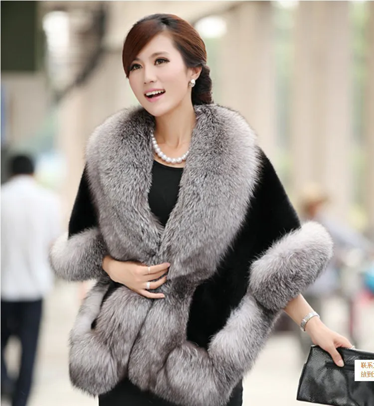 Luxurious Faux Fur Bridal Shawl Fur Wraps Marriage Shrug Coat Bride Winter Wedding Party Boleros Jacket Cloak Burgundy Black White Red