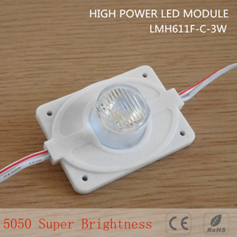 100 stks DC12V High Power Waterdichte LED-module 3W met injectie Len 1LED, wit, 3W voor dubbelzijdige lightbox hoge helderheid